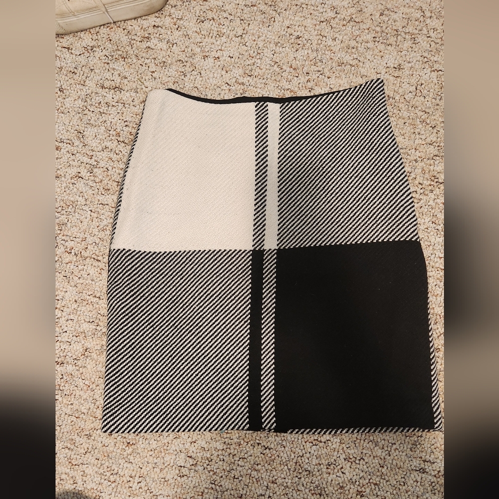 Talbots Black and White Pencil Mini Skirt for Work